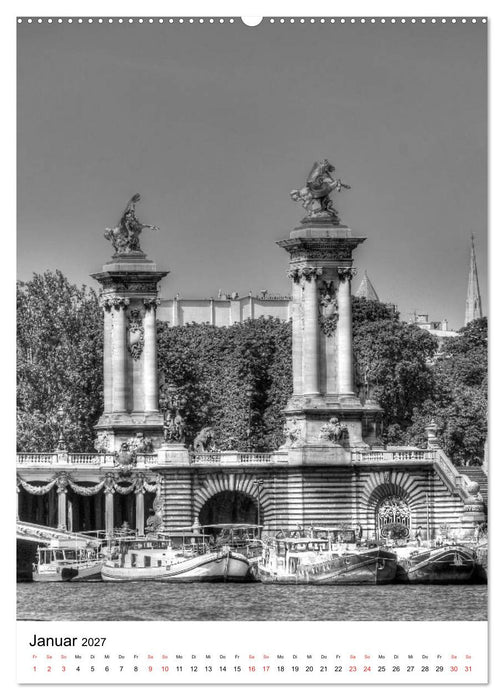 Paris schwarz weiß 2027 (CALVENDO Premium Wandkalender 2027)