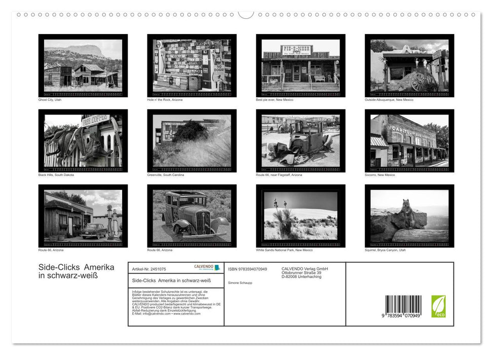 Side-Clicks Amerika in schwarz-weiß (CALVENDO Premium Wandkalender 2027)