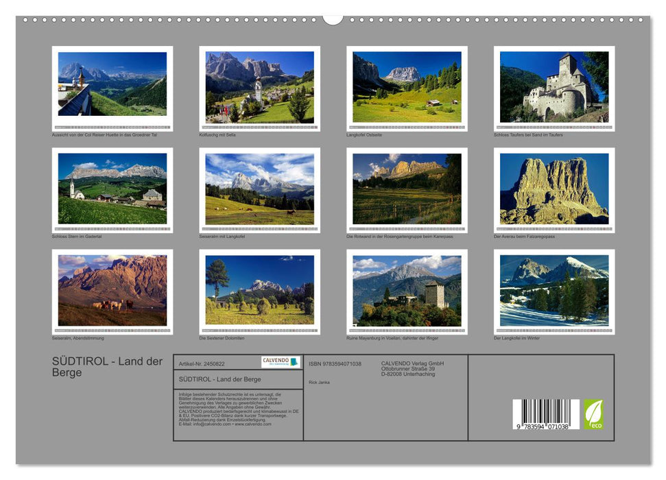SÜDTIROL - Land der Berge (CALVENDO Premium Wandkalender 2027)