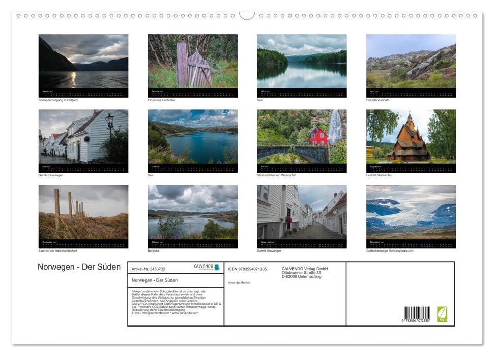 Norwegen - Der Süden (CALVENDO Wandkalender 2027)
