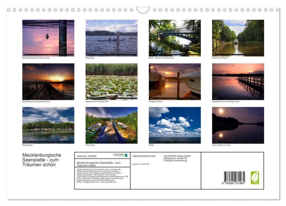 Mecklenburgische Seenplatte - zum Träumen schön (CALVENDO Wandkalender 2027)