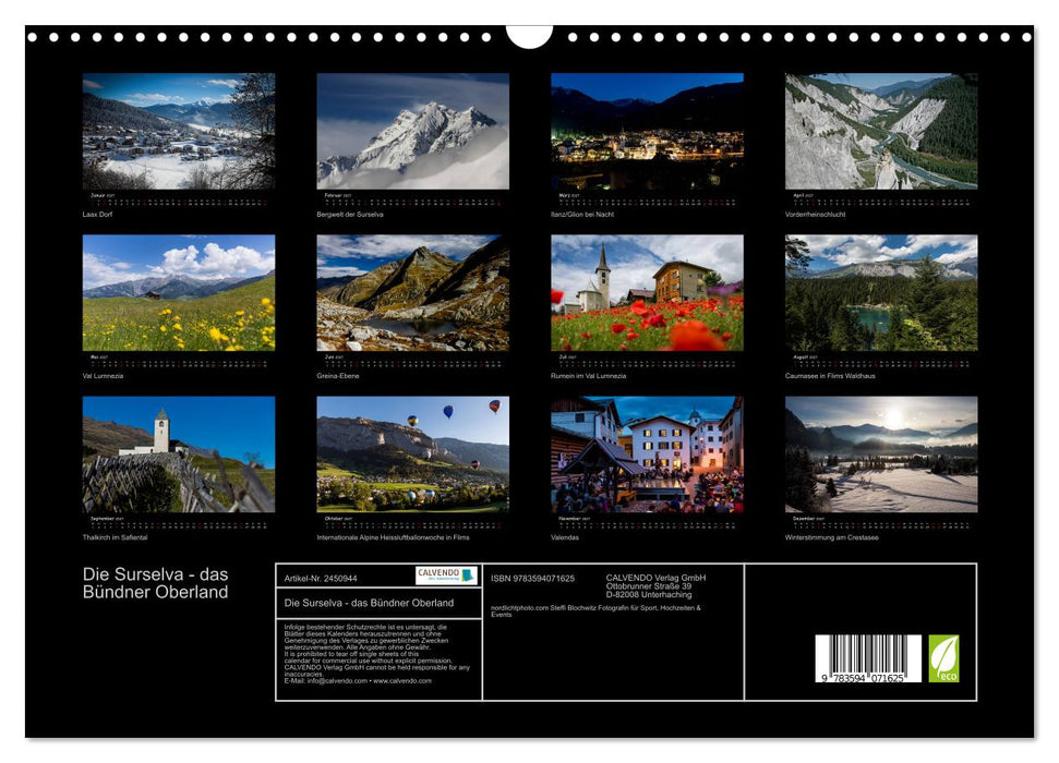 Die Surselva - das Bündner Oberland (CALVENDO Wandkalender 2027)