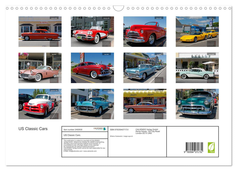 US Classic Cars (CALVENDO Monthly Calendar 2027)