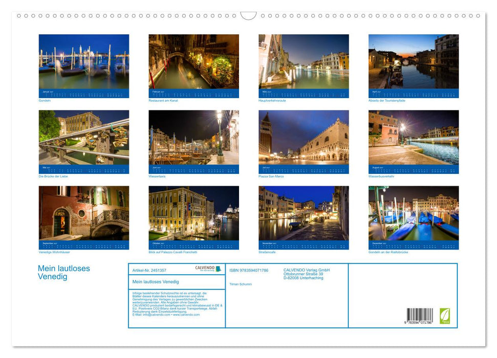 Mein lautloses Venedig (CALVENDO Wandkalender 2027)