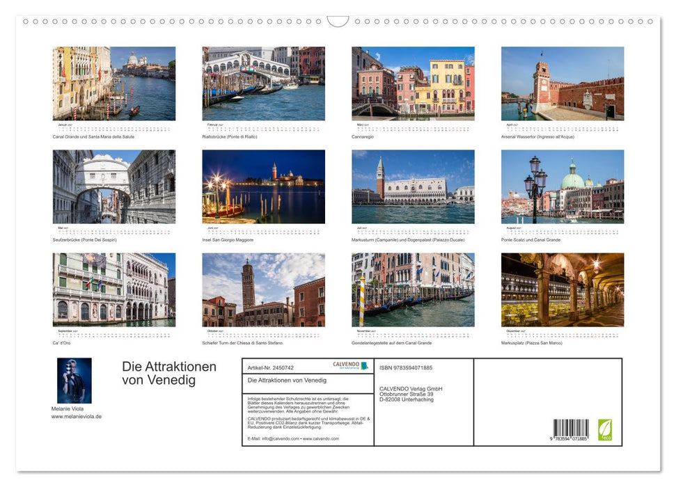 Die Attraktionen von Venedig (CALVENDO Wandkalender 2027)