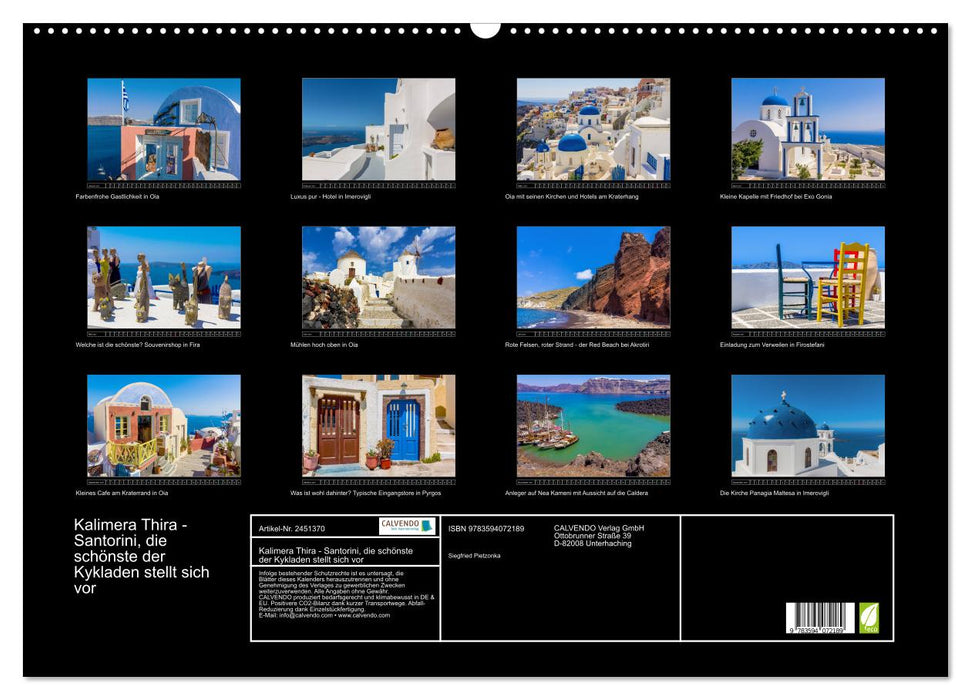 Kalimera Thira - Santorini, die schönste der Kykladen stellt sich vor (CALVENDO Wandkalender 2027)