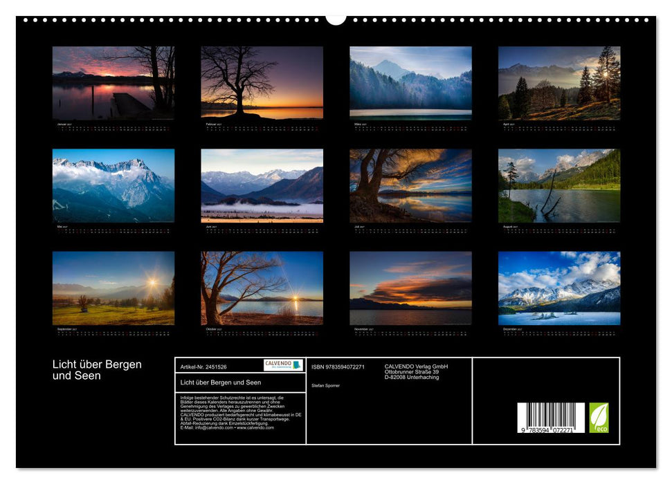 Licht über Bergen und Seen (CALVENDO Premium Wandkalender 2027)