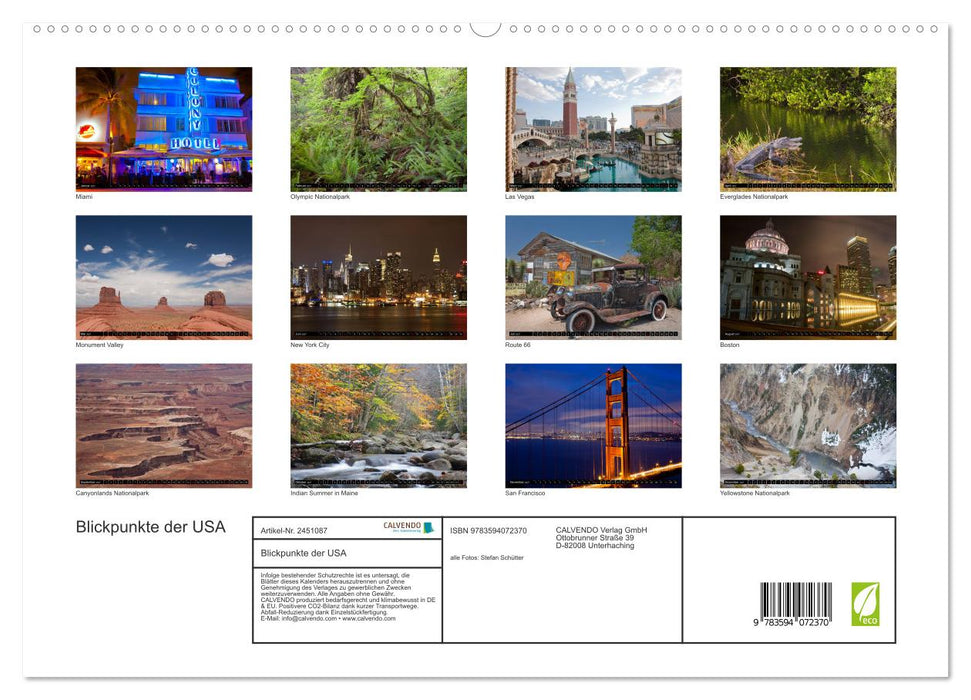 Blickpunkte der USA (CALVENDO Premium Wandkalender 2027)
