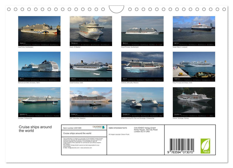 Cruise ships around the world (CALVENDO Monthly Calendar 2027)