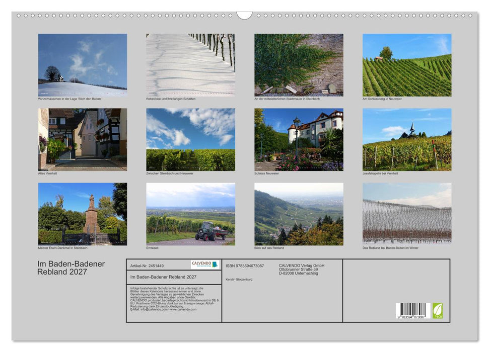 Im Baden-Badener Rebland 2027 (CALVENDO Wandkalender 2027)