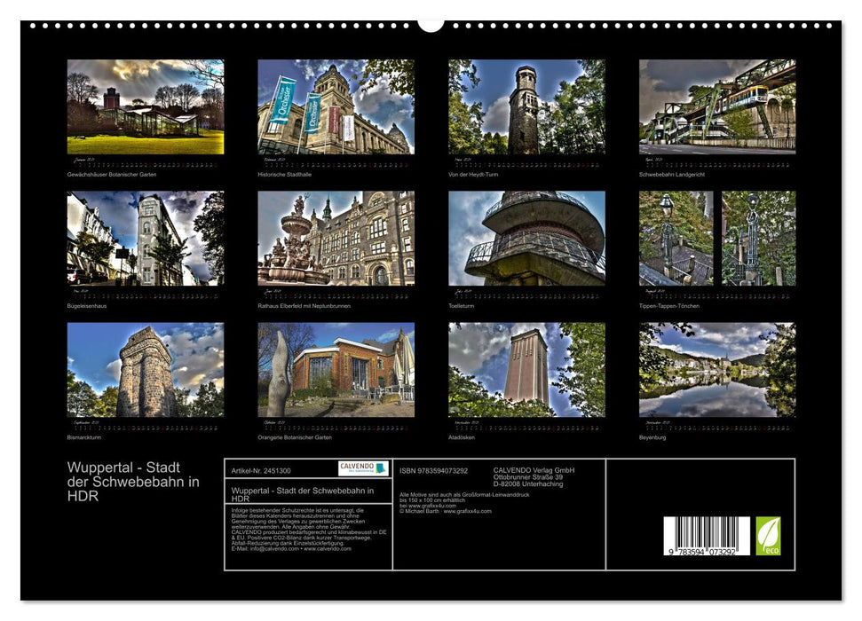 Wuppertal - Stadt der Schwebebahn in HDR (CALVENDO Premium Wandkalender 2027)