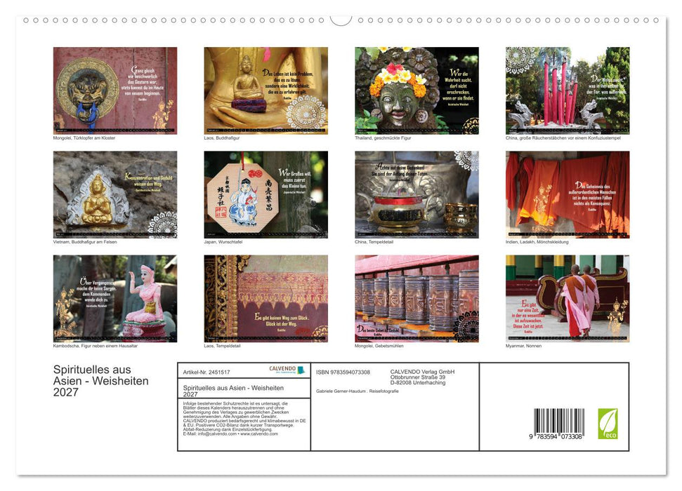 Spirituelles aus Asien - Weisheiten 2027 (CALVENDO Premium Wandkalender 2027)