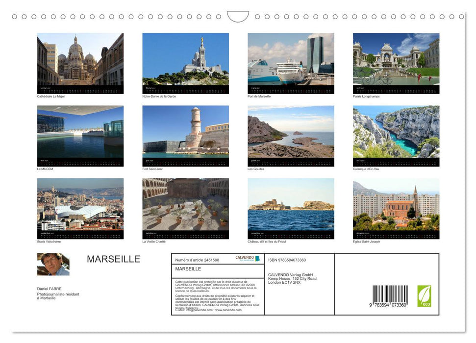 MARSEILLE (CALVENDO Calendrier mensuel 2027)