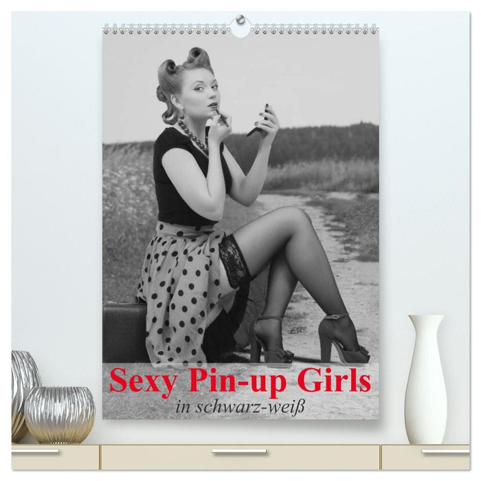 Sexy Pin-up Girls in schwarz-weiß (CALVENDO Premium Wandkalender 2027)