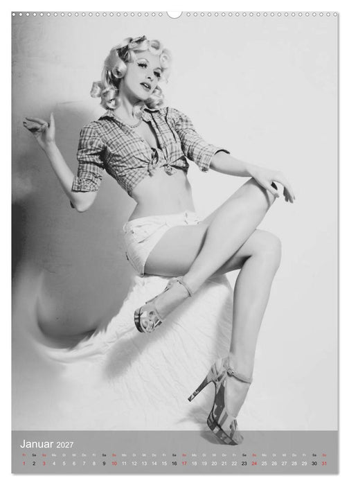 Sexy Pin-up Girls in schwarz-weiß (CALVENDO Premium Wandkalender 2027)