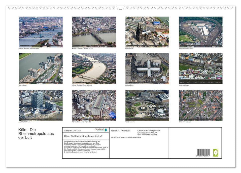 Köln - Die Rheinmetropole aus der Luft (CALVENDO Wandkalender 2027)