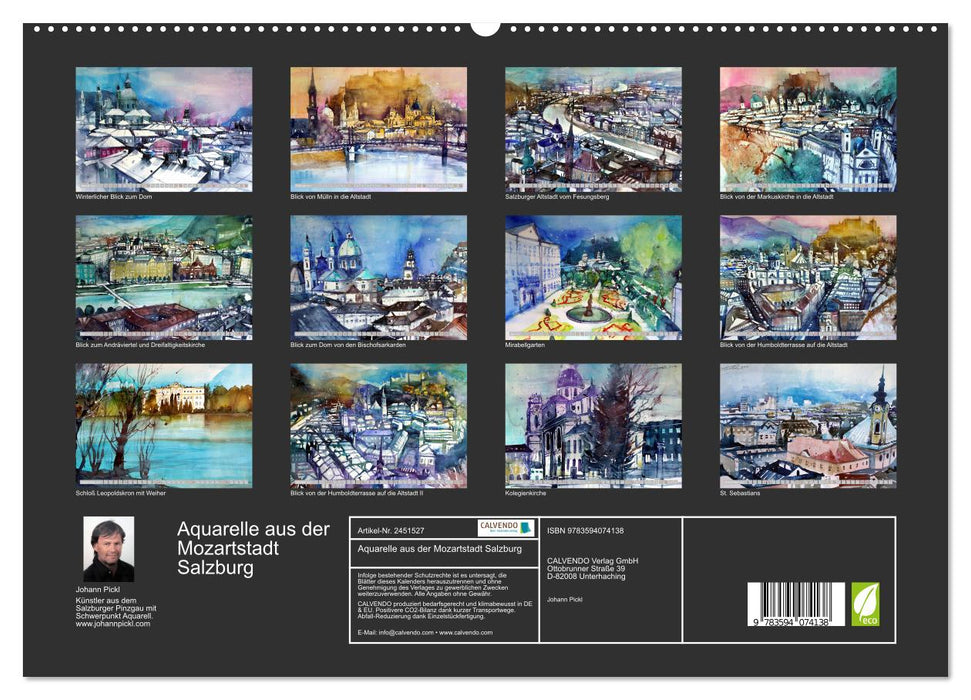 Aquarelle aus der Mozartstadt Salzburg (CALVENDO Premium Wandkalender 2027)