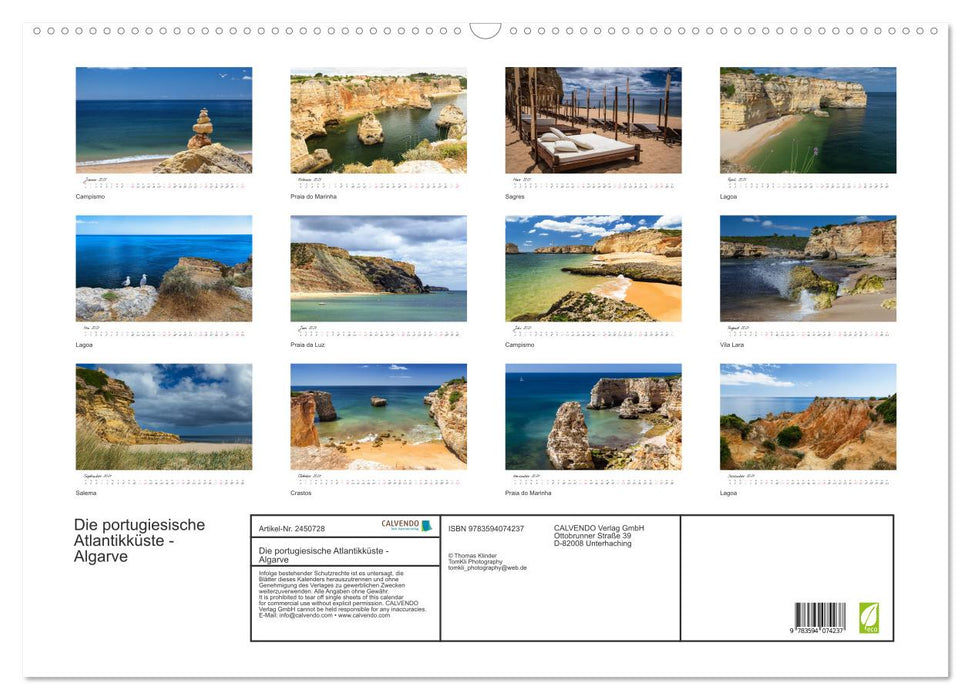 Die portugiesische Atlantikküste - Algarve (CALVENDO Wandkalender 2027)
