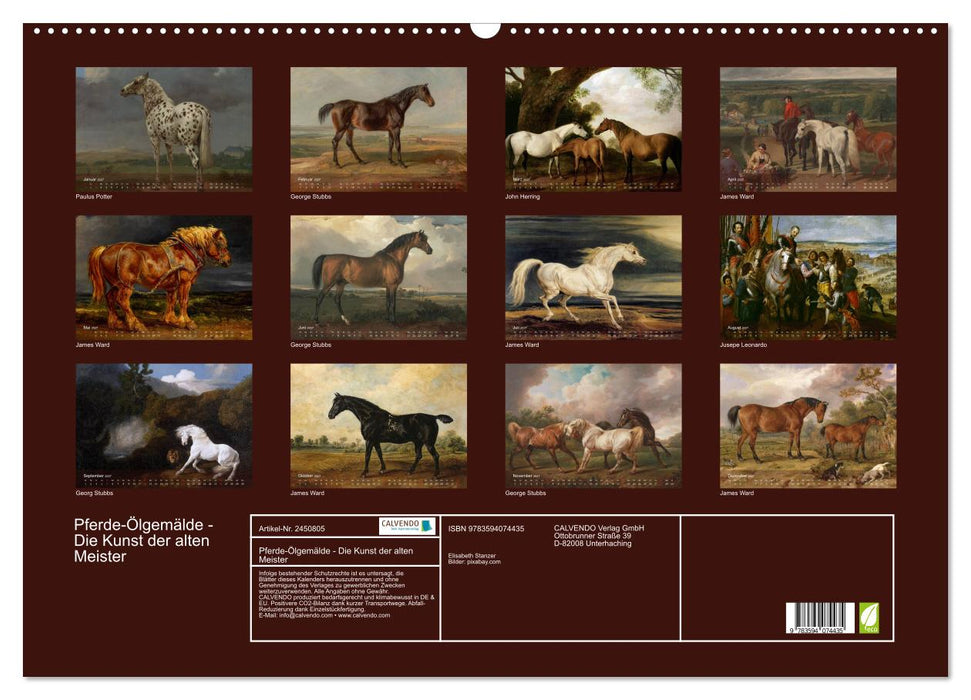 Pferde-Ölgemälde - Die Kunst der alten Meister (CALVENDO Wandkalender 2027)
