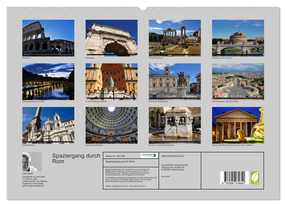 Spaziergang durch Rom (CALVENDO Premium Wandkalender 2027)