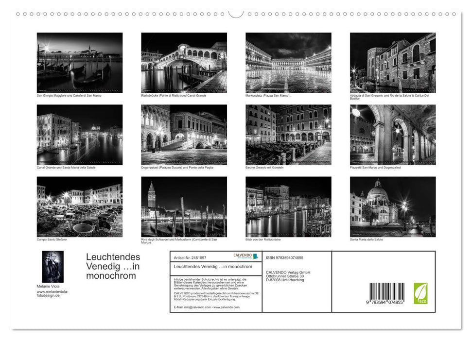 Leuchtendes Venedig …in monochrom (CALVENDO Premium Wandkalender 2027)