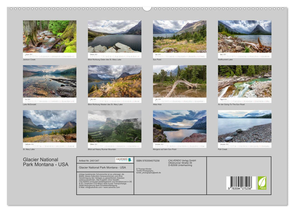 Glacier National Park Montana - USA (CALVENDO Premium Wandkalender 2027)