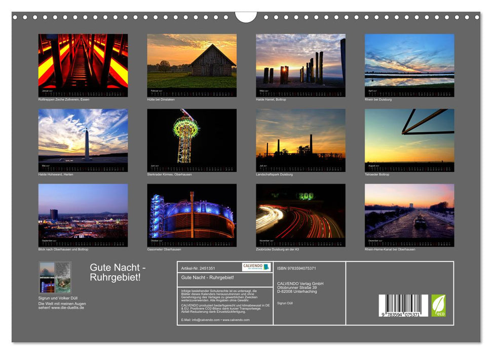 Gute Nacht - Ruhrgebiet! (CALVENDO Wandkalender 2027)
