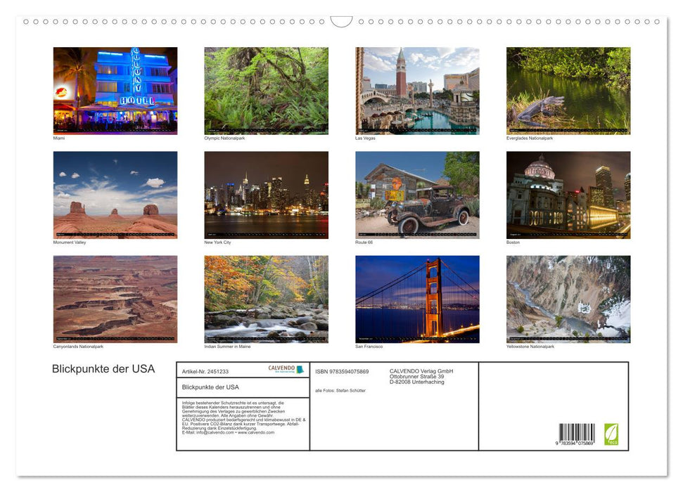 Blickpunkte der USA (CALVENDO Wandkalender 2027)