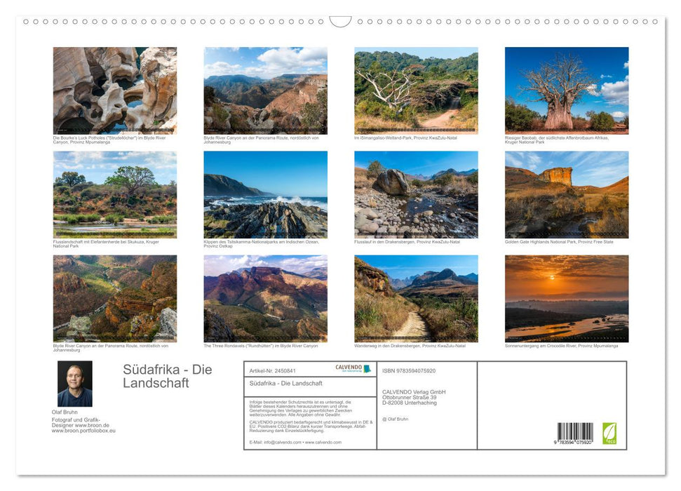 Südafrika - Die Landschaft (CALVENDO Wandkalender 2027)