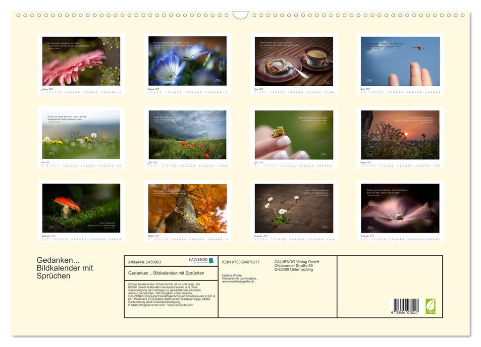 Gedanken... Bildkalender mit Sprüchen (CALVENDO Wandkalender 2027)