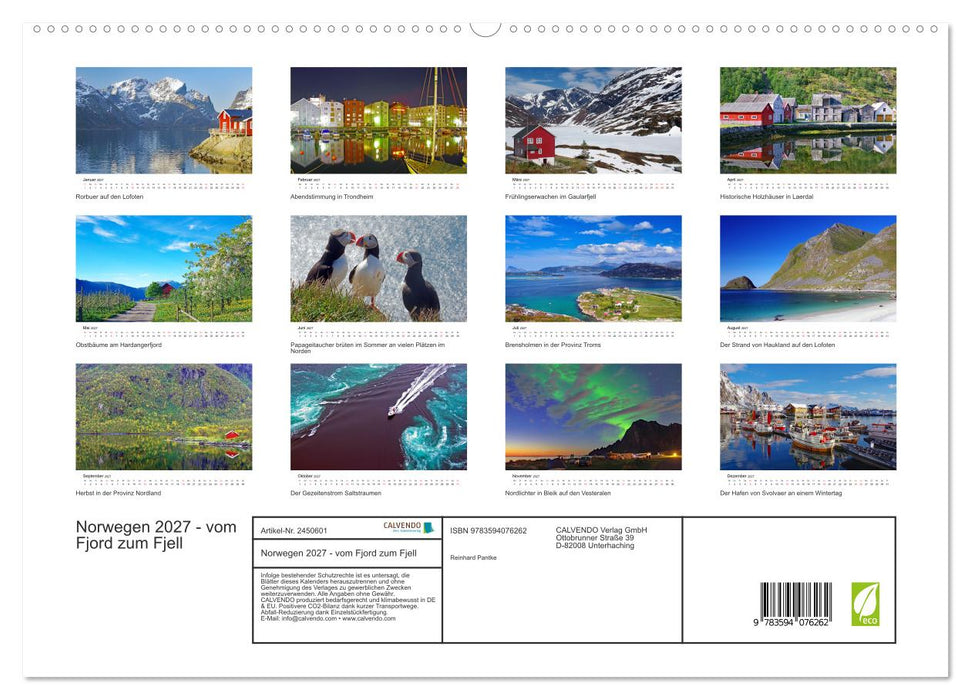 Norwegen 2027 - vom Fjord zum Fjell (CALVENDO Premium Wandkalender 2027)