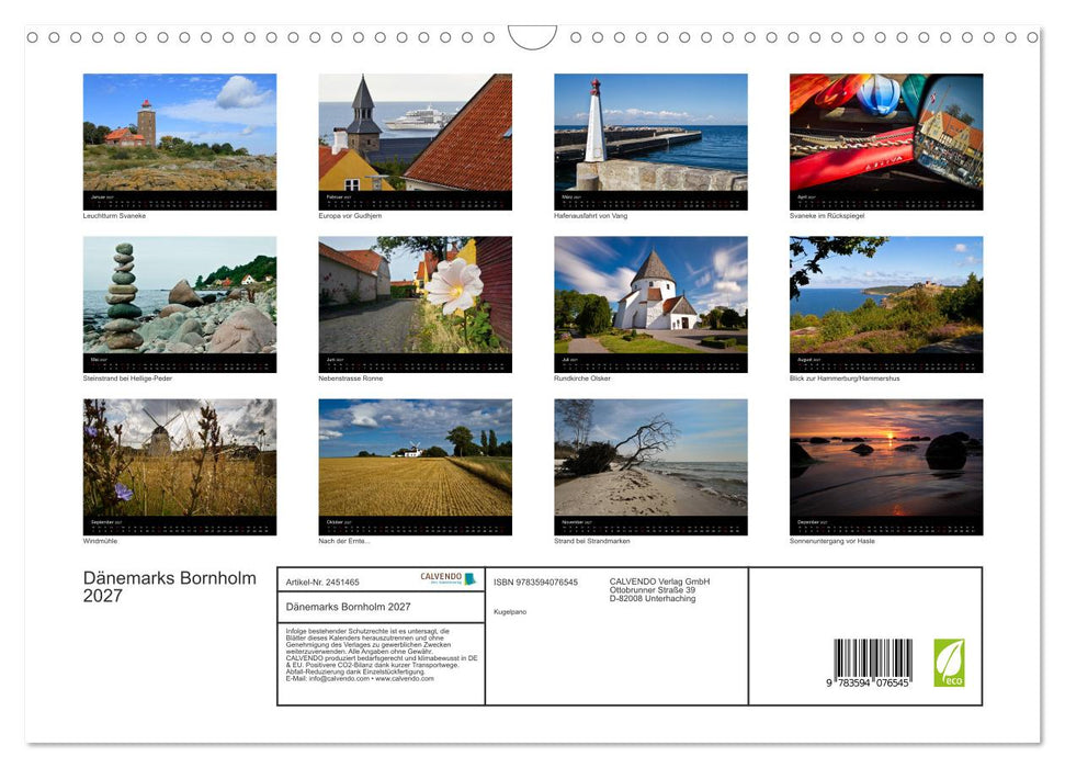 Dänemarks Bornholm 2027 (CALVENDO Wandkalender 2027)