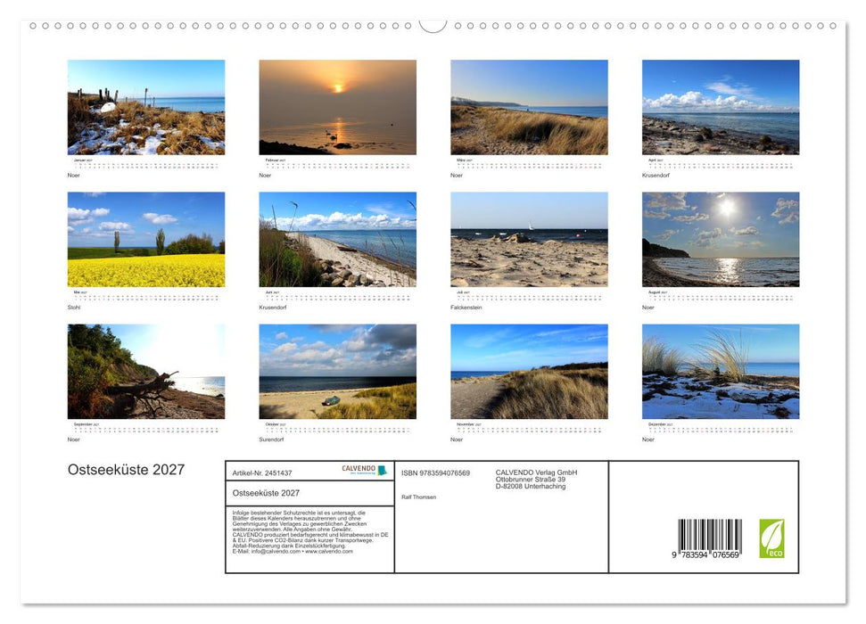 Ostseeküste 2027 (CALVENDO Premium Wandkalender 2027)