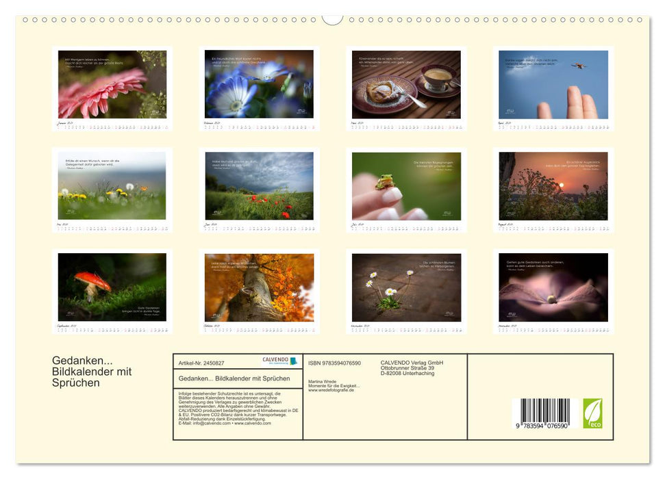 Gedanken... Bildkalender mit Sprüchen (CALVENDO Premium Wandkalender 2027)