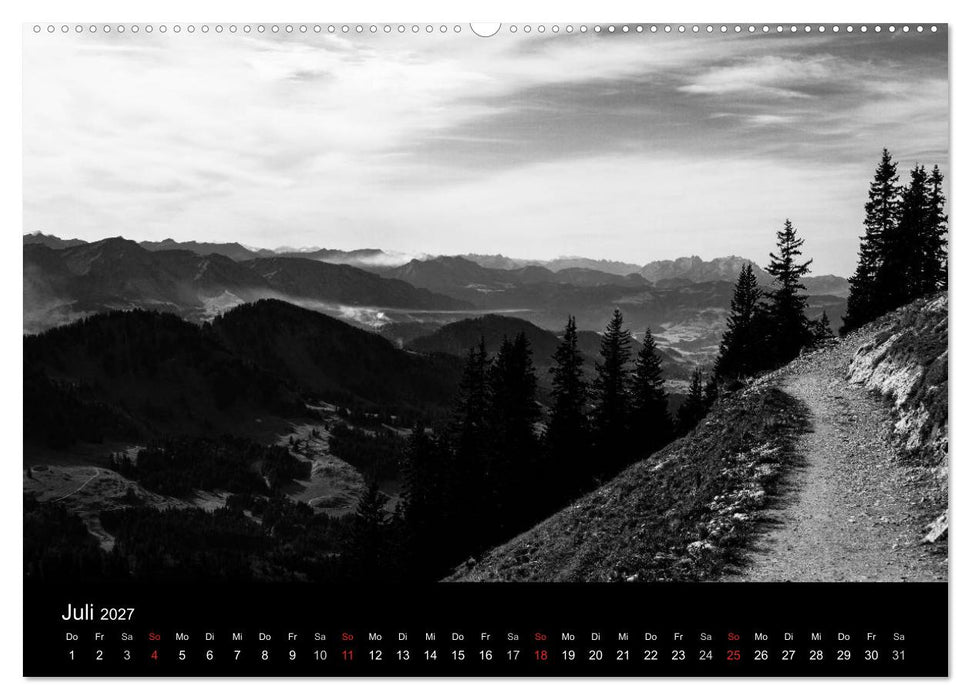 BERGE IN SCHWARZ WEISS (CALVENDO Premium Wandkalender 2027)
