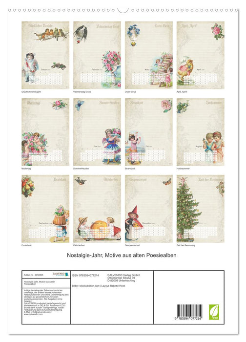 Nostalgie-Jahr, Motive aus alten Poesiealben (CALVENDO Premium Wandkalender 2027)