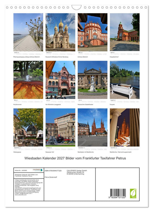 Wiesbaden Kalender 2027 Bilder vom Frankfurter Taxifahrer Petrus (CALVENDO Wandkalender 2027)