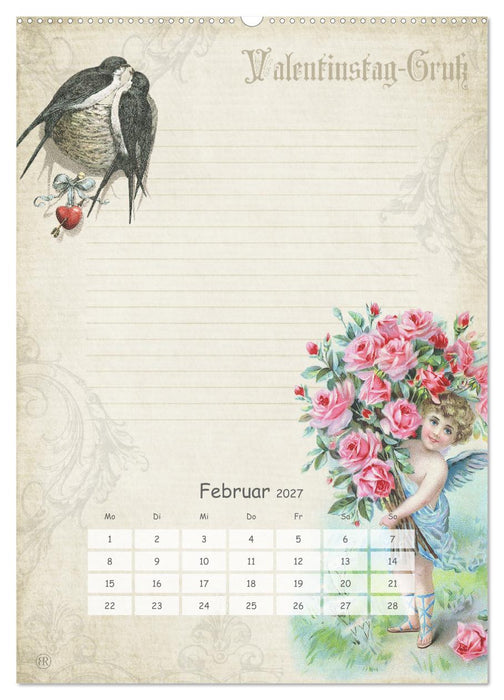 Nostalgie-Jahr, Motive aus alten Poesiealben (CALVENDO Wandkalender 2027)