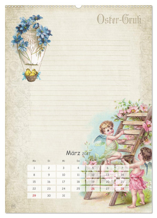 Nostalgie-Jahr, Motive aus alten Poesiealben (CALVENDO Wandkalender 2027)