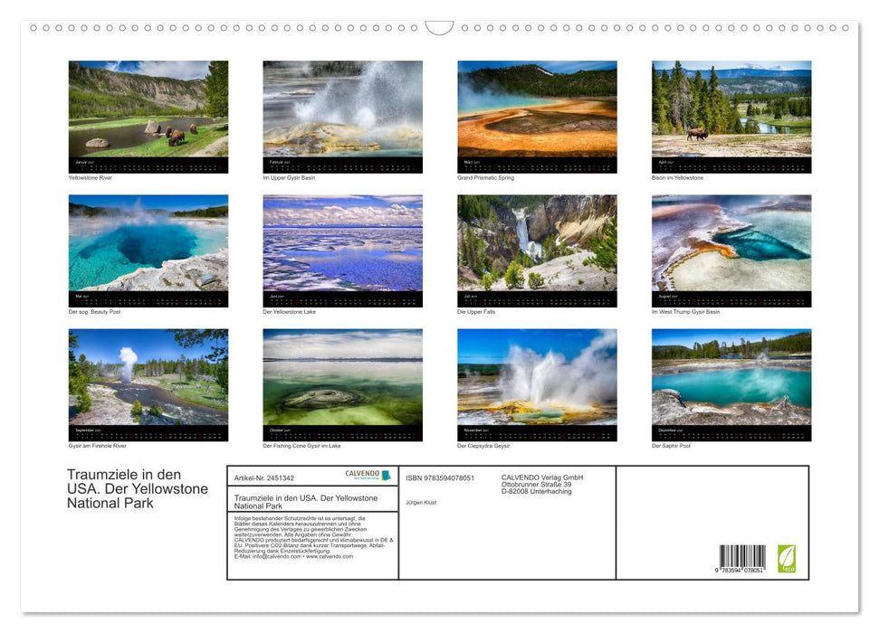 Traumziele in den USA. Der Yellowstone National Park (CALVENDO Wandkalender 2027)
