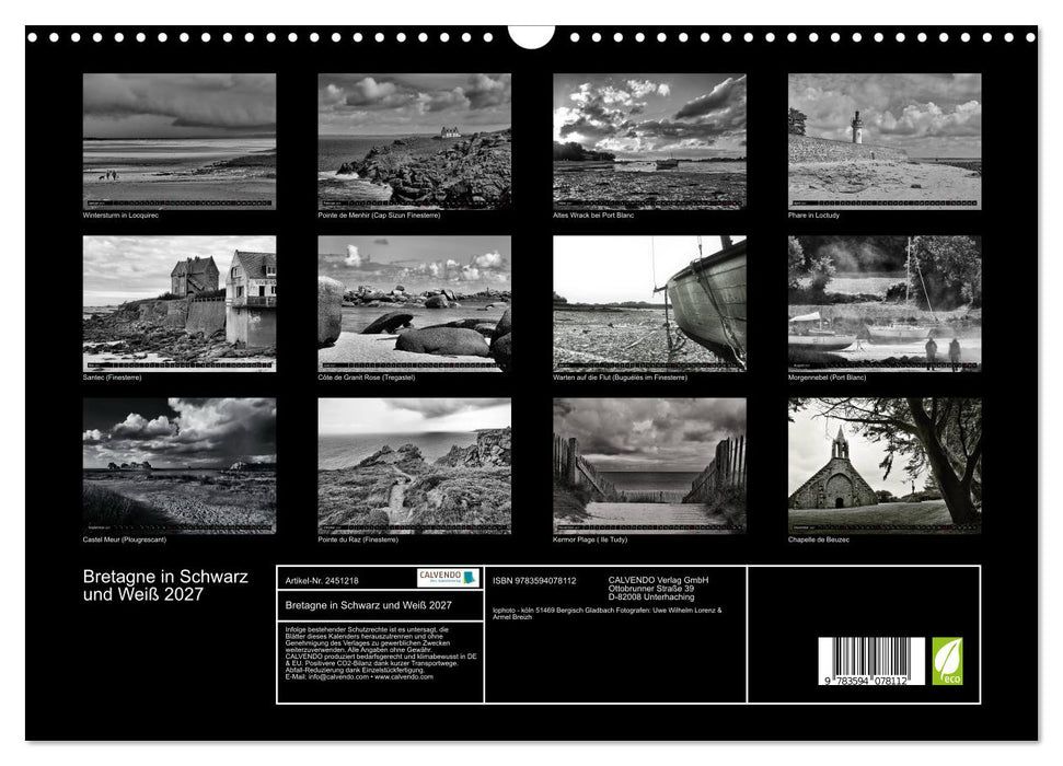 Bretagne in Schwarz und Weiß 2027 (CALVENDO Wandkalender 2027)