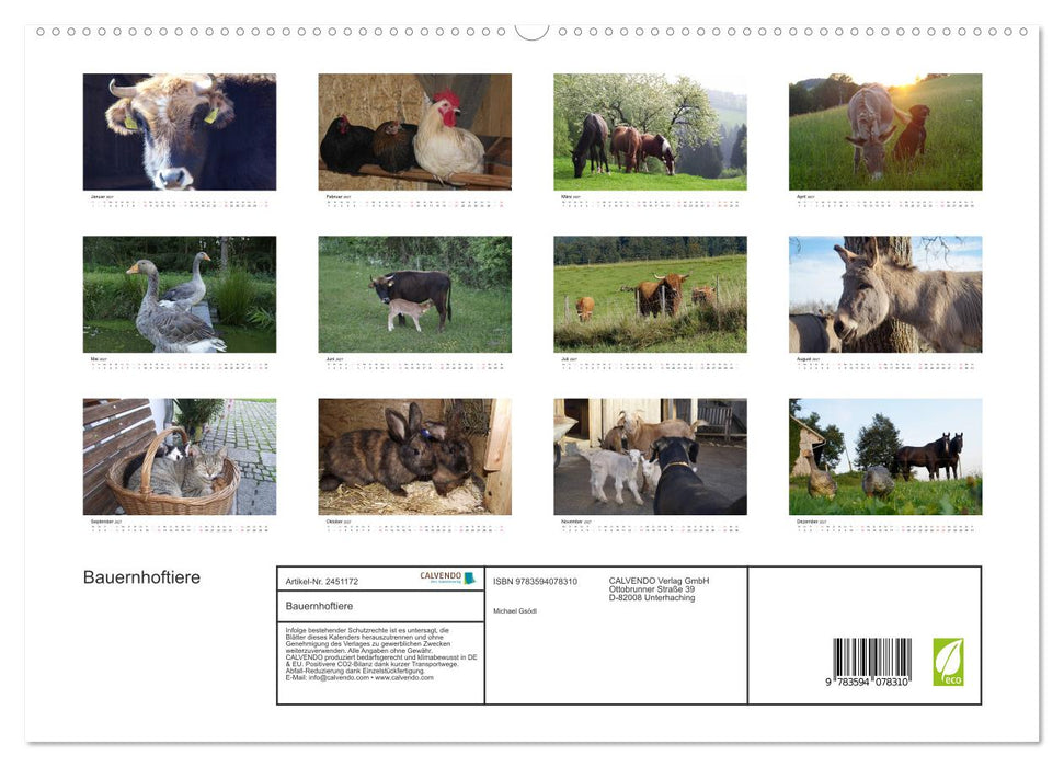 Bauernhoftiere (CALVENDO Premium Wandkalender 2027)