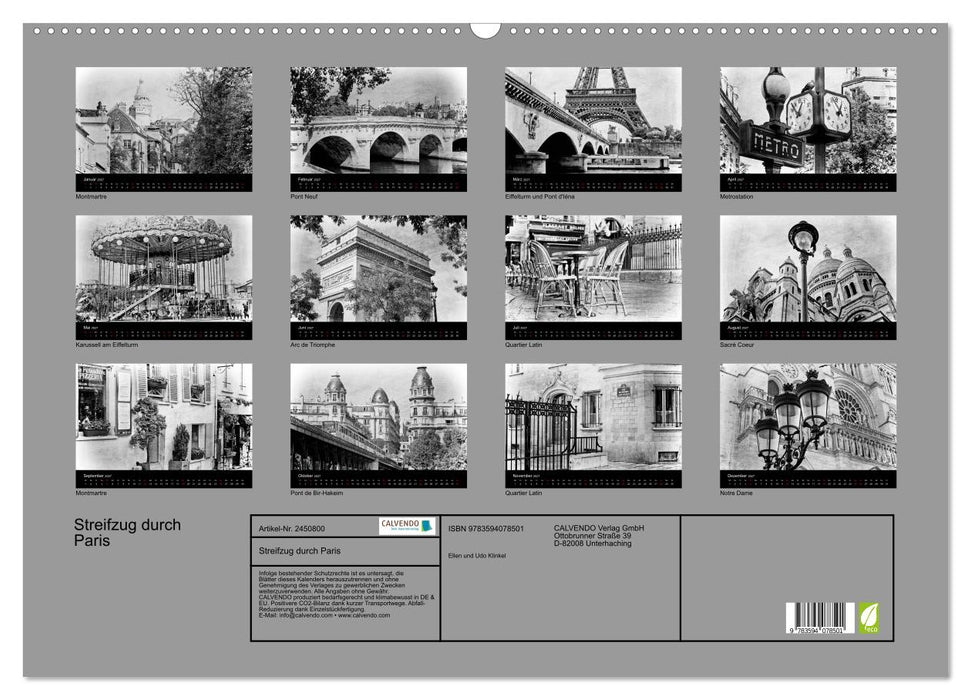 Streifzug durch Paris (CALVENDO Wandkalender 2027)