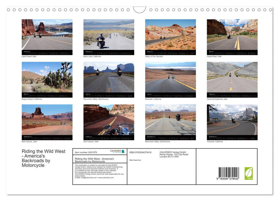 Riding the Wild West - America's Backroads by Motorcycle (CALVENDO Monthly Calendar 2027)