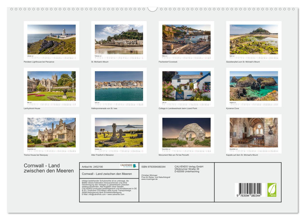 Cornwall - Land zwischen den Meeren (CALVENDO Premium Wandkalender 2027)