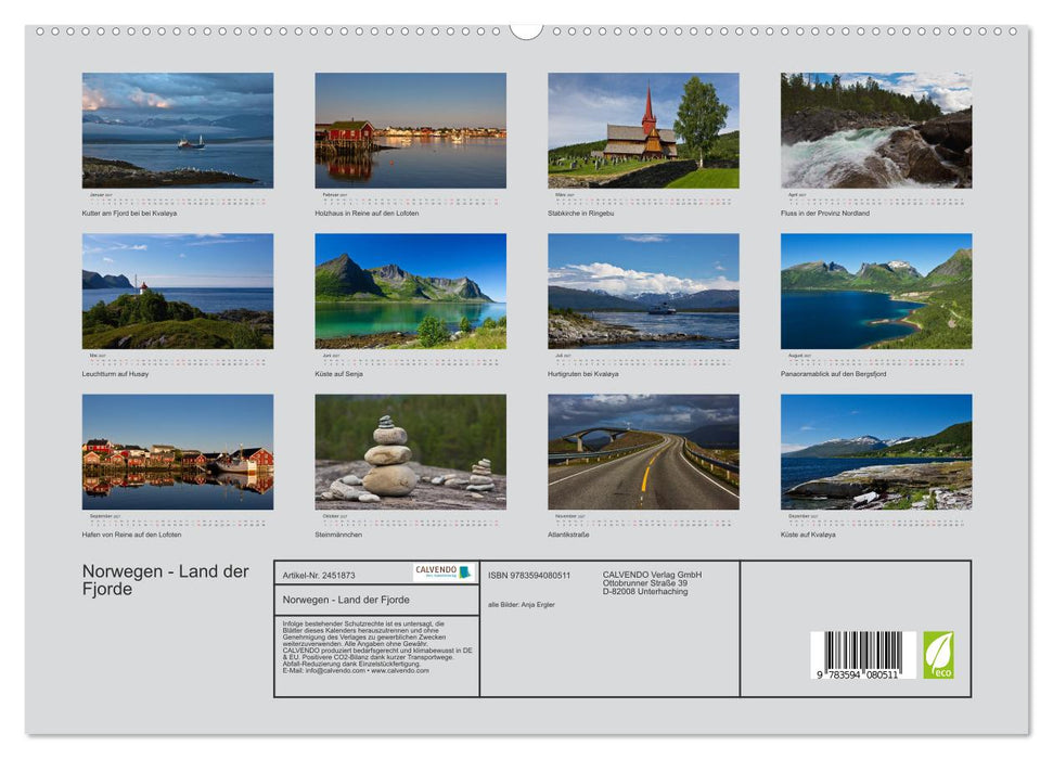 Norwegen - Land der Fjorde (CALVENDO Premium Wandkalender 2027)