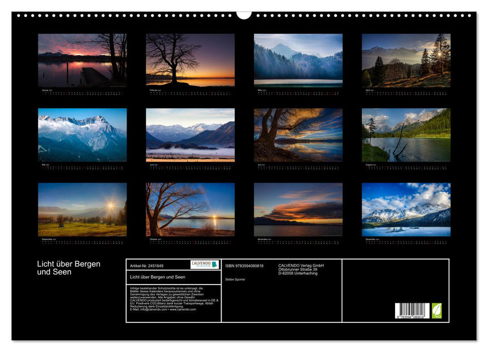 Licht über Bergen und Seen (CALVENDO Wandkalender 2027)