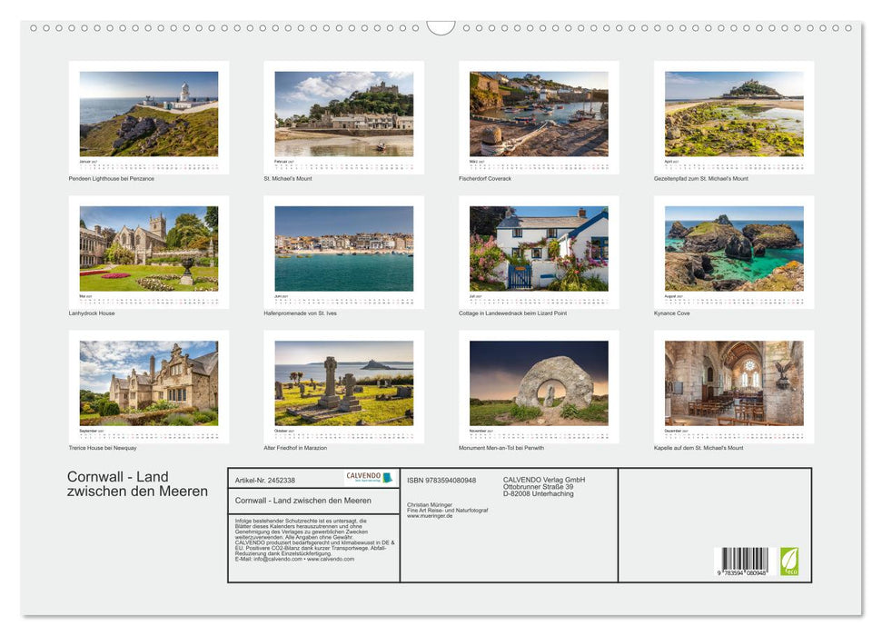 Cornwall - Land zwischen den Meeren (CALVENDO Wandkalender 2027)
