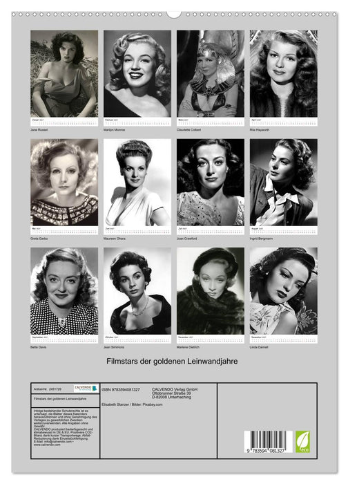 Filmstars der goldenen Leinwandjahre (CALVENDO Premium Wandkalender 2027)