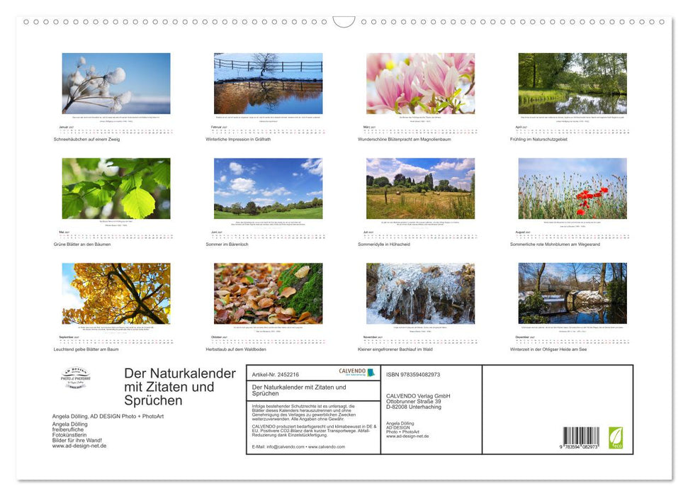 Der Naturkalender mit Zitaten und Sprüchen (CALVENDO Wandkalender 2027)